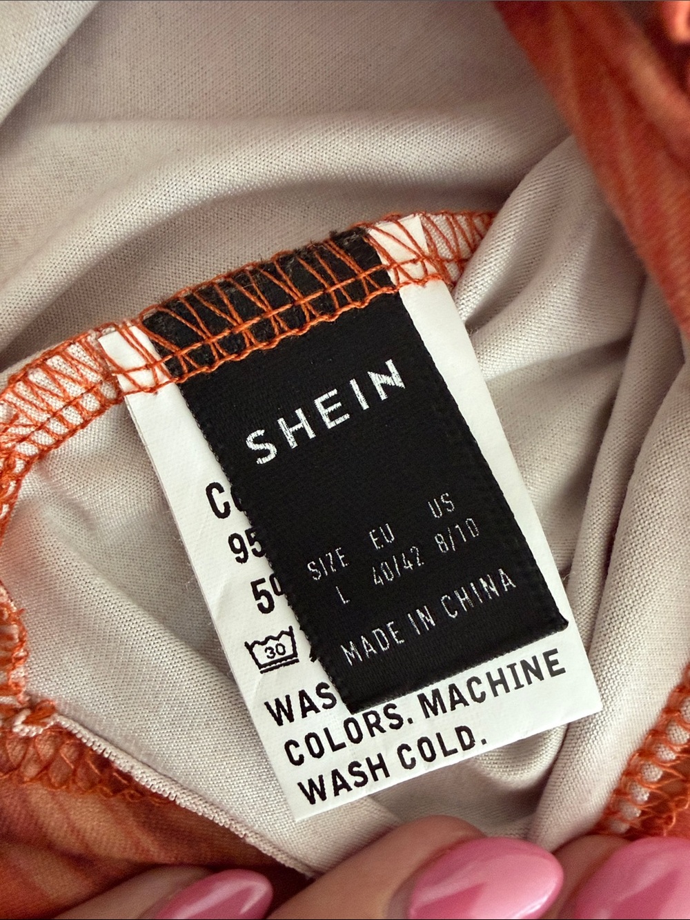 SHEIN Rust Marble Tie-Front Long Sleeve Crop Top